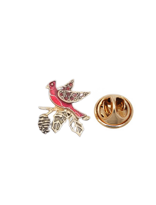 European Glass Christmas ornament of a Bird On Branch | Pins