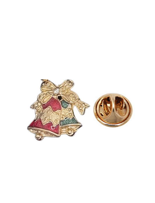 European Glass Christmas ornament of a Double Bells Red & Green | Pins