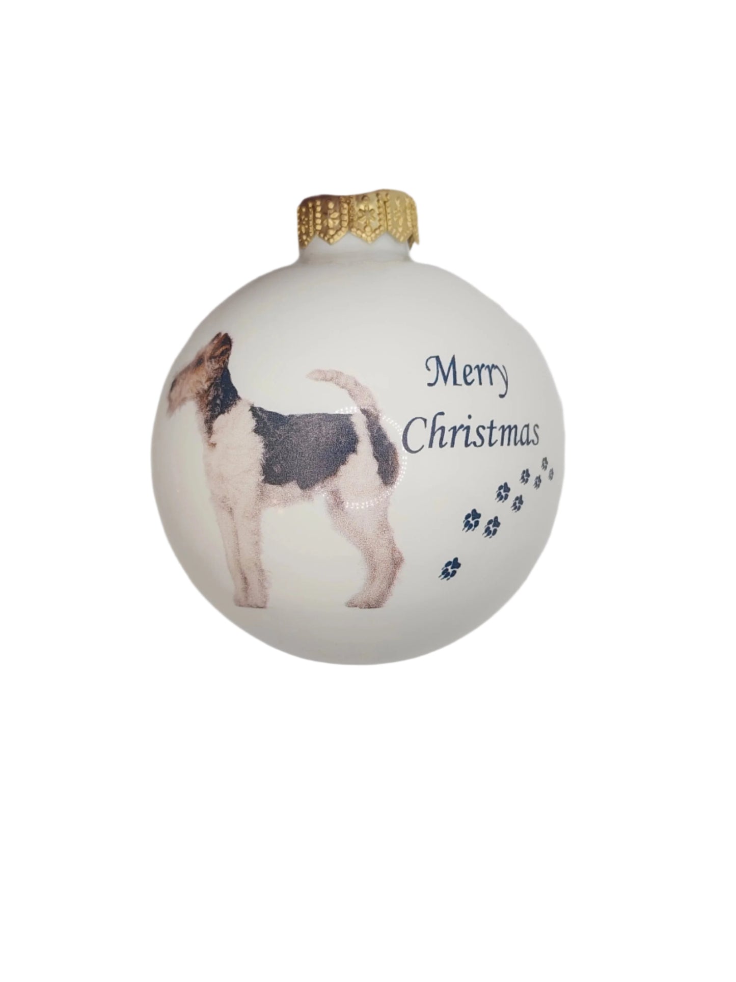European Glass Christmas ornament of a Baubles | Merry Christmas Dog (F)