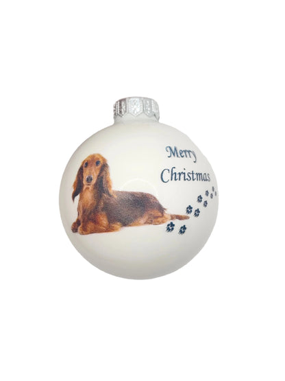 European Glass Christmas ornament of a Baubles | Merry Christmas Dog (F)