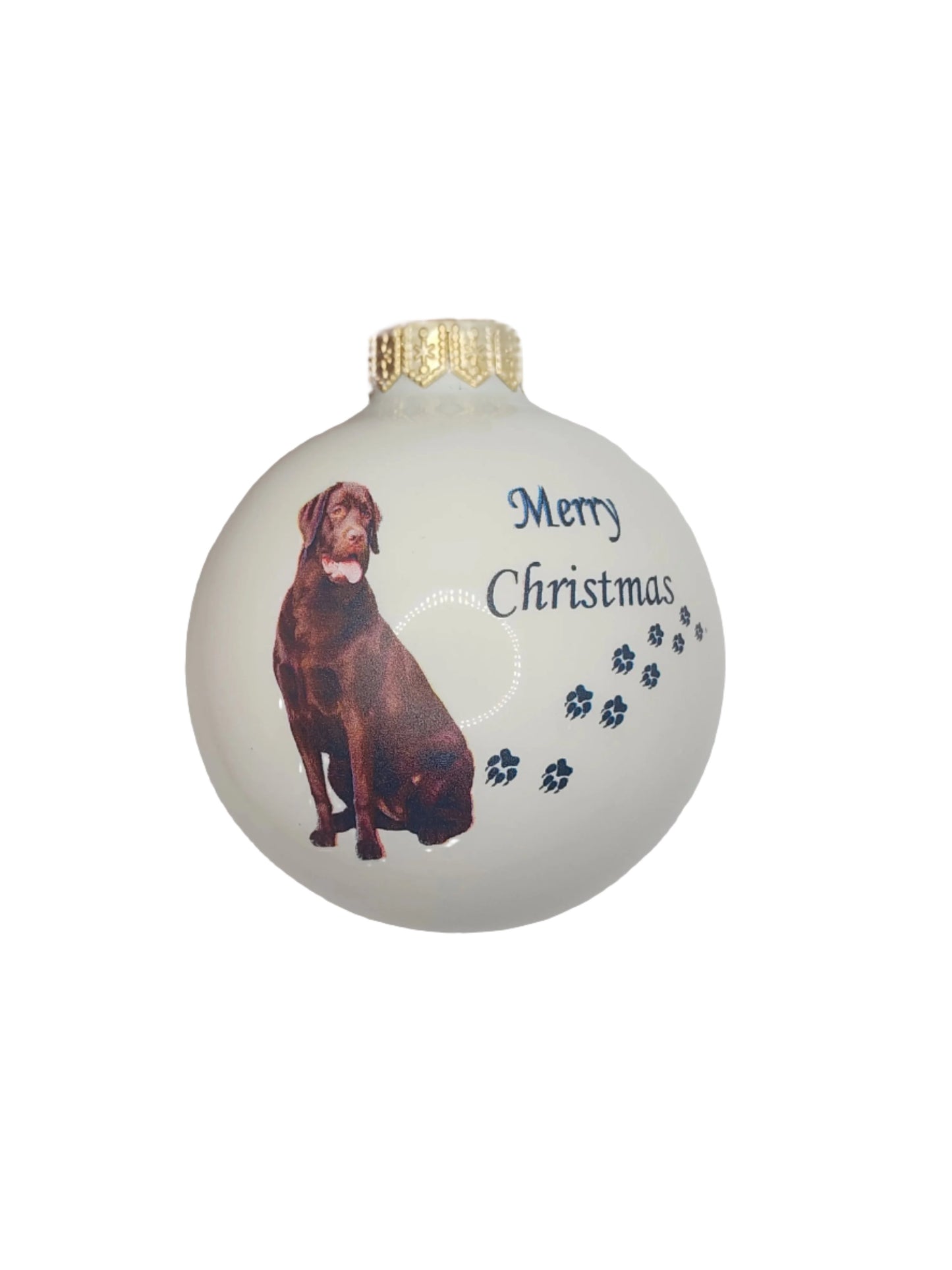 European Glass Christmas ornament of a Baubles | Merry Christmas Dog (F)