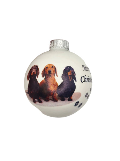 European Glass Christmas ornament of a Baubles | Merry Christmas Dog (F)