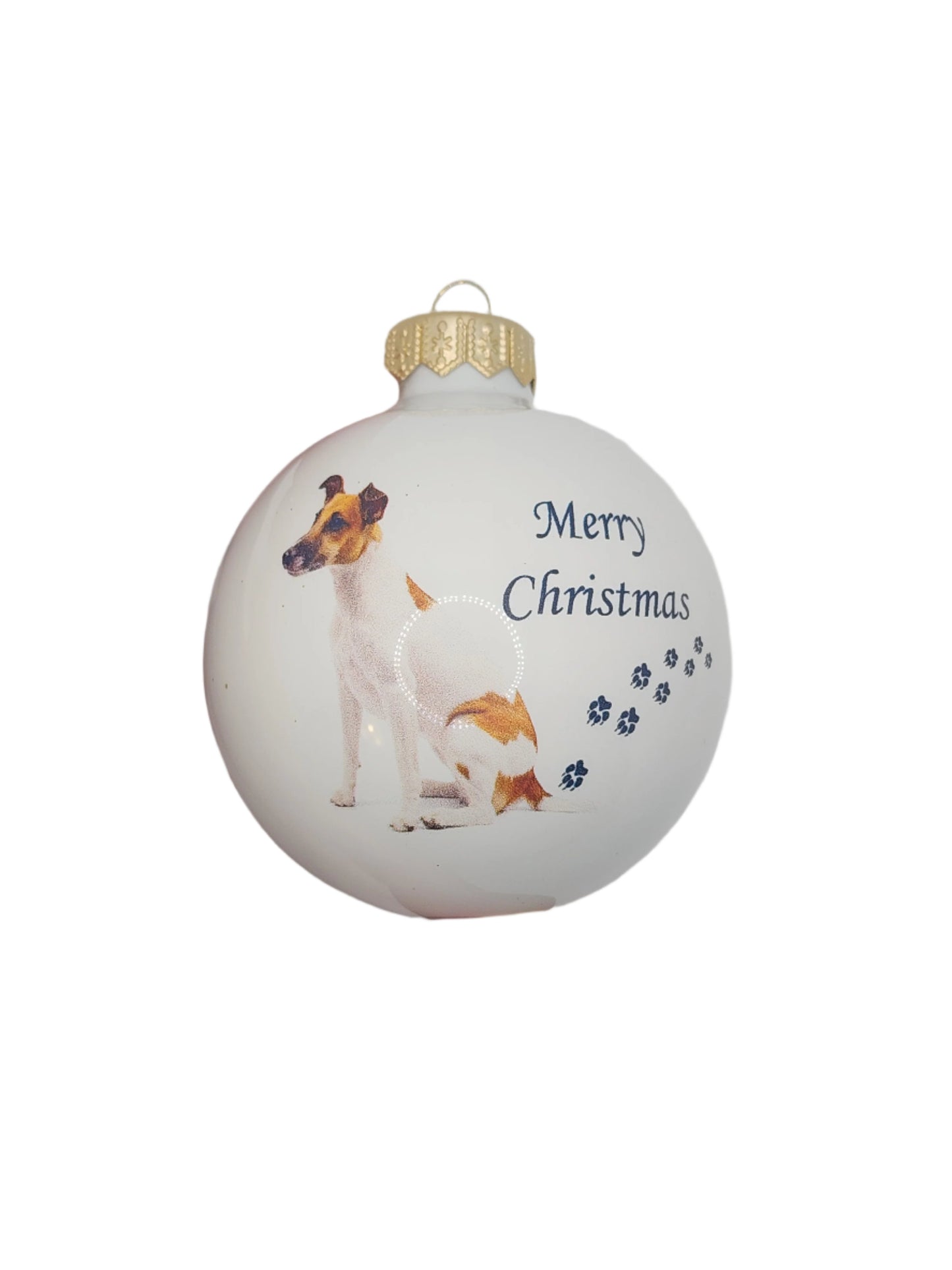 European Glass Christmas ornament of a Baubles | Merry Christmas Dog (F)