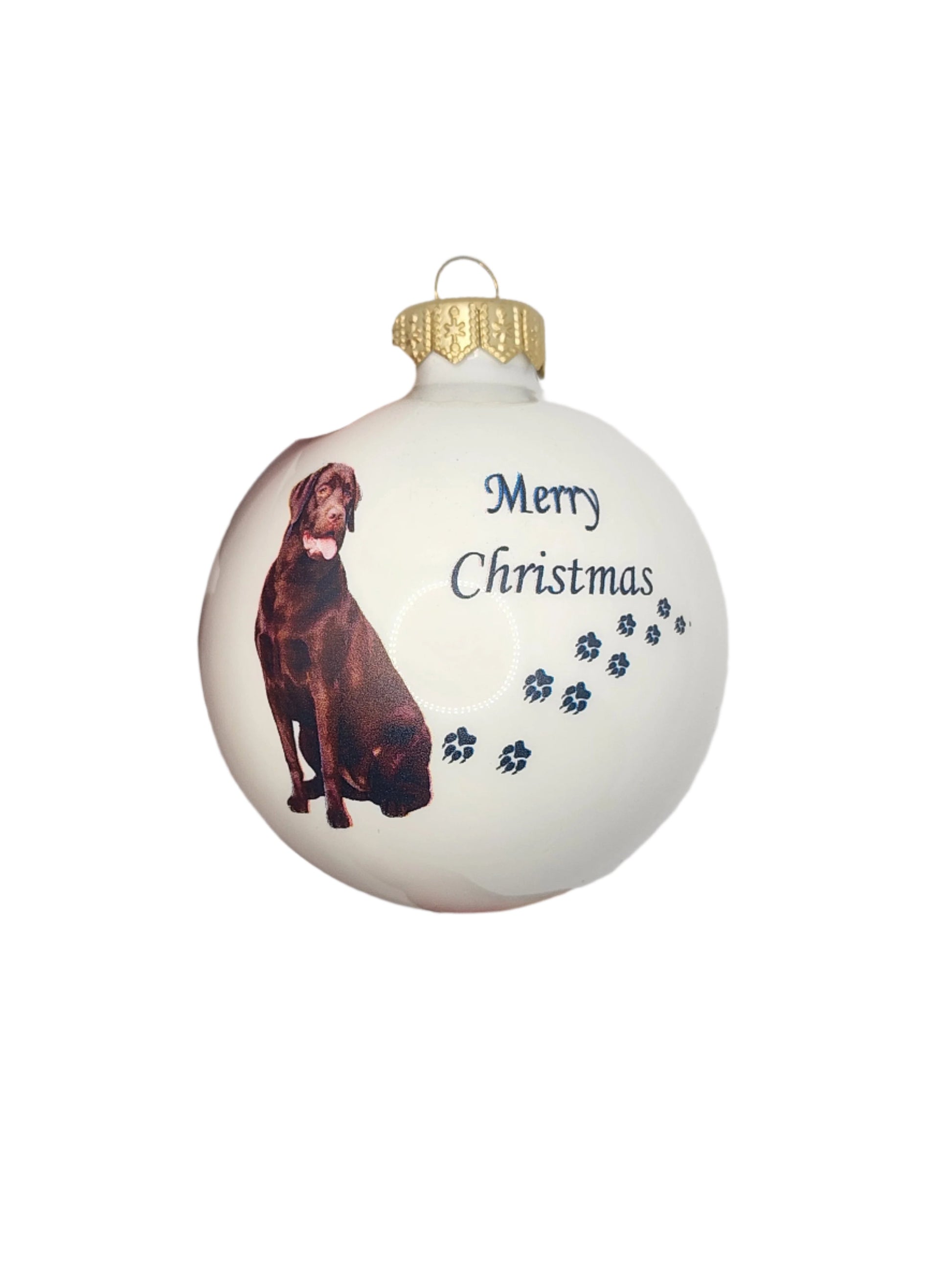 European Glass Christmas ornament of a Baubles | Merry Christmas Dog (F)