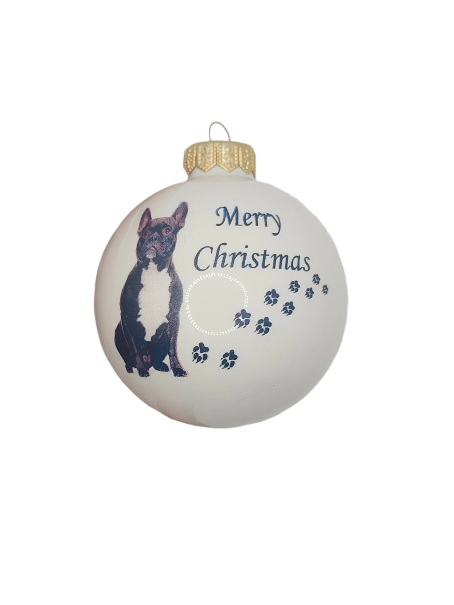 European Glass Christmas ornament of a Baubles | Merry Christmas Dog (F)