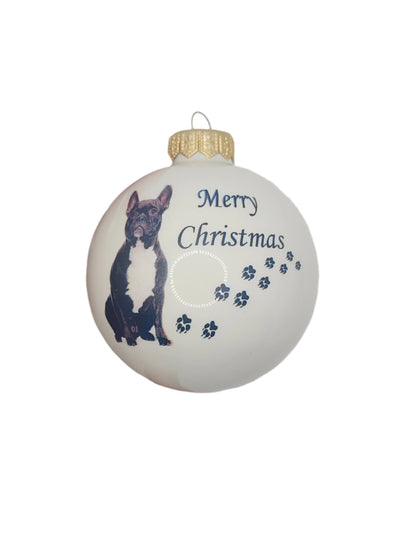 European Glass Christmas ornament of a Baubles | Merry Christmas Dog (F)