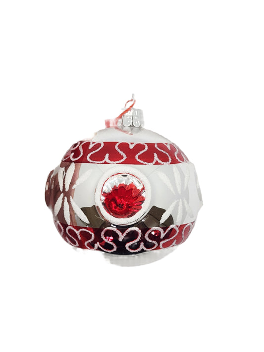 European Glass Christmas ornament of a Bauble | Silver with Four Indents (F)