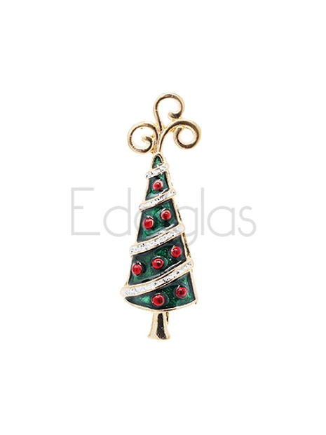 European Glass Christmas ornament of a Christmas Tree Brooch with Red Balls 4cm | Brooch V