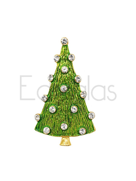 European Glass Christmas ornament of a Green Christmas Tree with Pearls 4cm | Brooch V