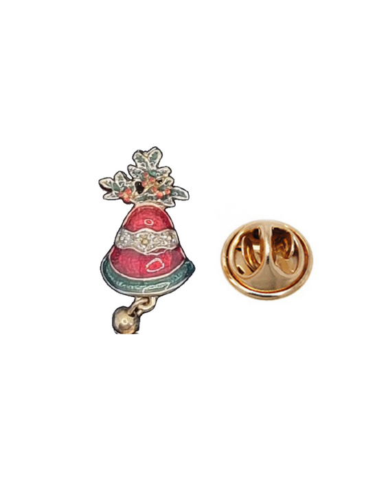 European Glass Christmas ornament of a Bell With Dangle Ball | Pins