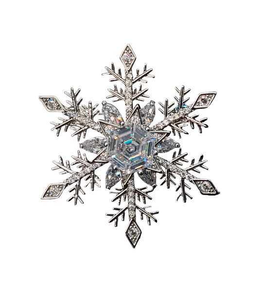 Decorative snowflake with gemstones on a white background