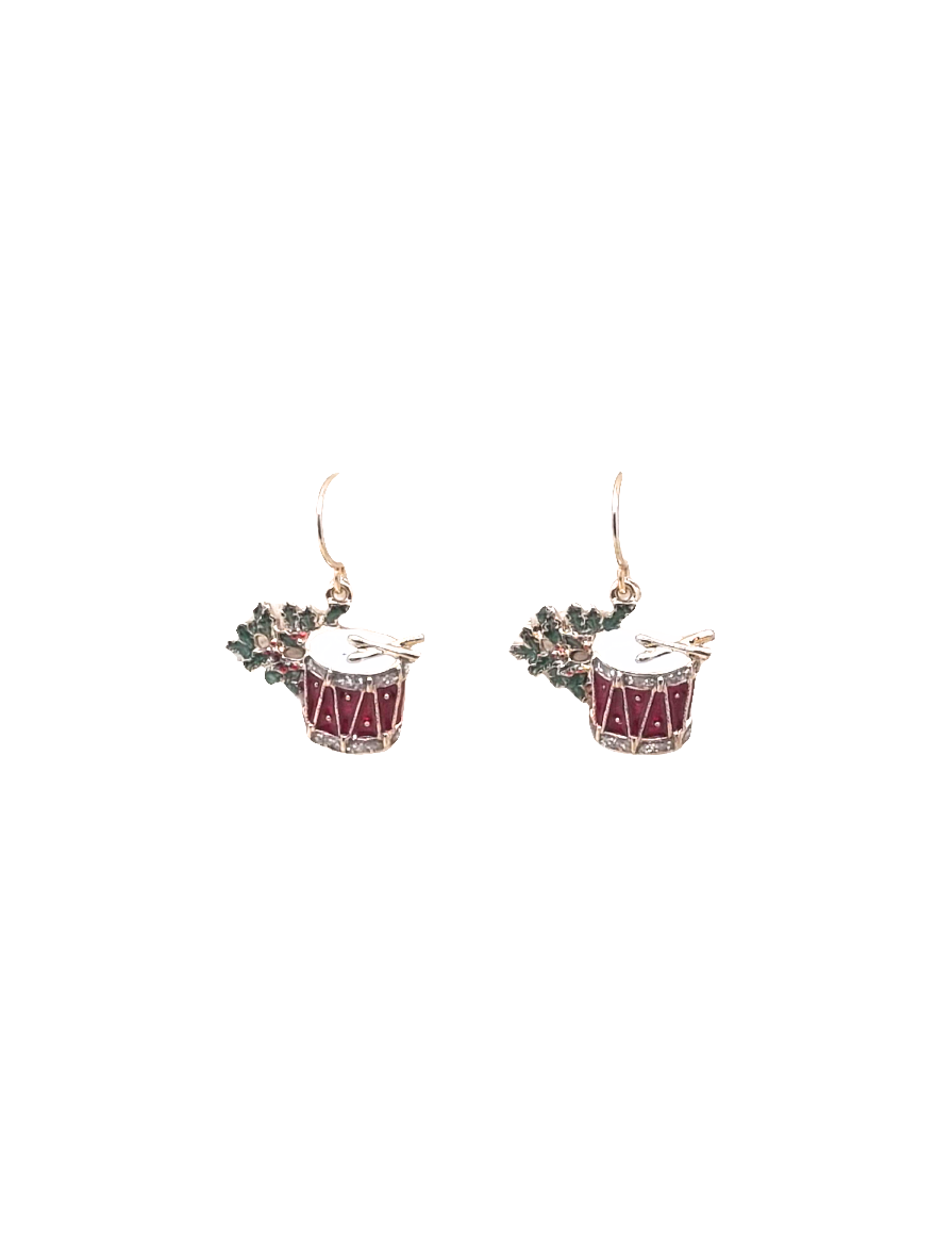 European Glass Christmas ornament of a Drums | Earrings