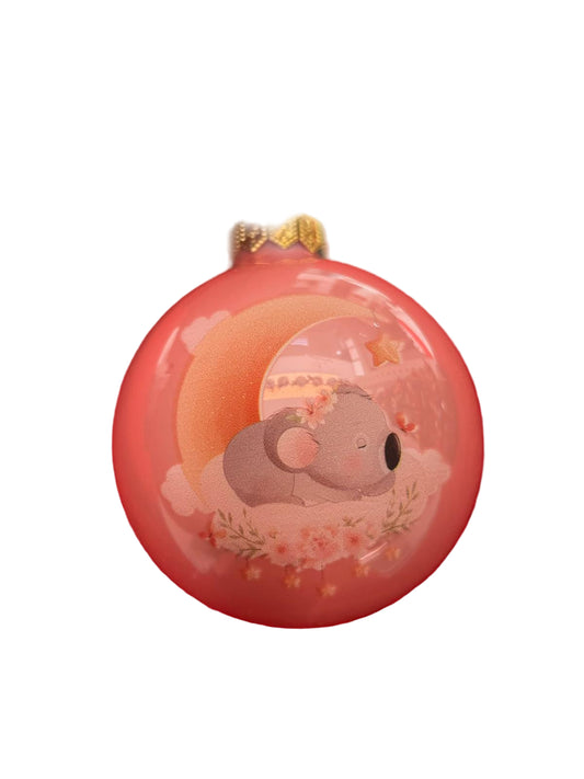Bauble | Pink with Sleeping Koala (F)