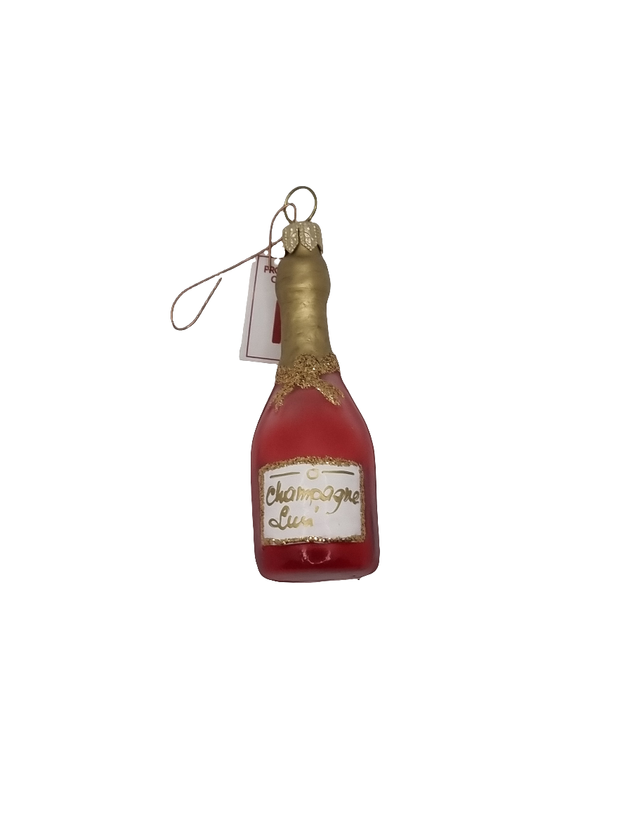 European Glass Christmas ornament of a Champagne small (I)