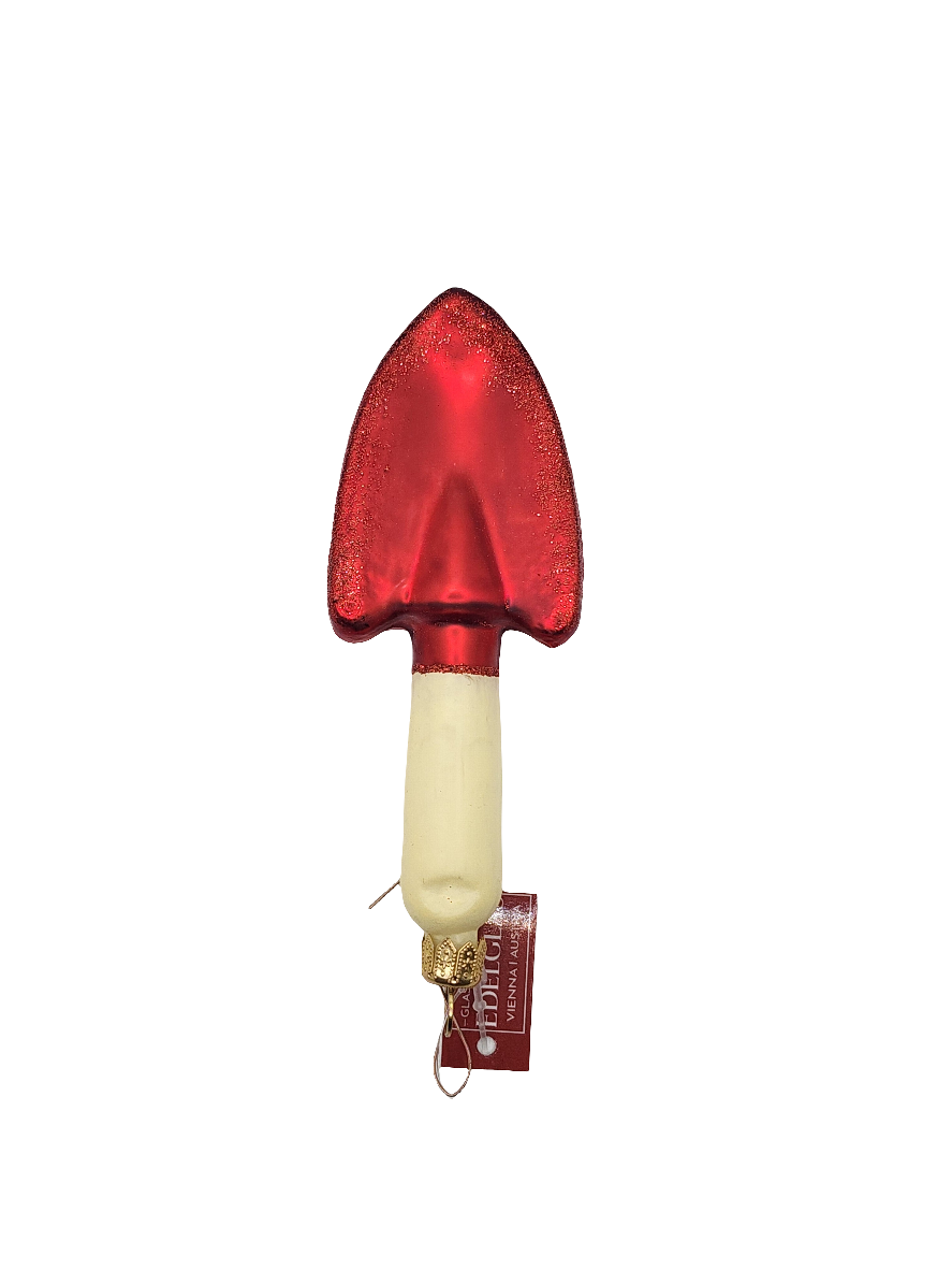 European Glass Christmas ornament of a Trowel garden spade (S)