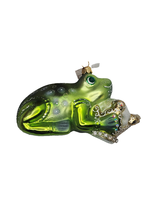 European Glass Christmas ornament of a Frog king (U)