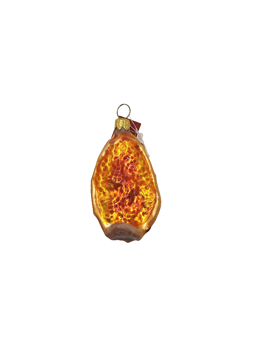 European Glass Christmas ornament of a Papaya half (J)