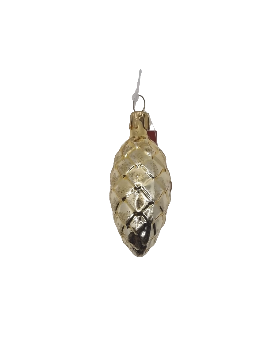 European Glass Christmas ornament of a Pinecone | Short Smooth Frosted (C)
