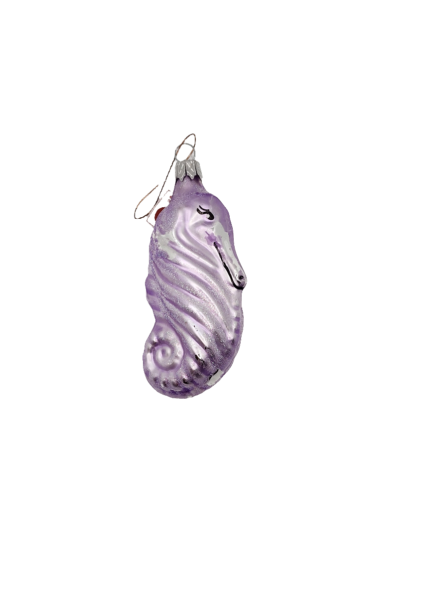 European Glass Christmas ornament of a Seahorse curled (C)