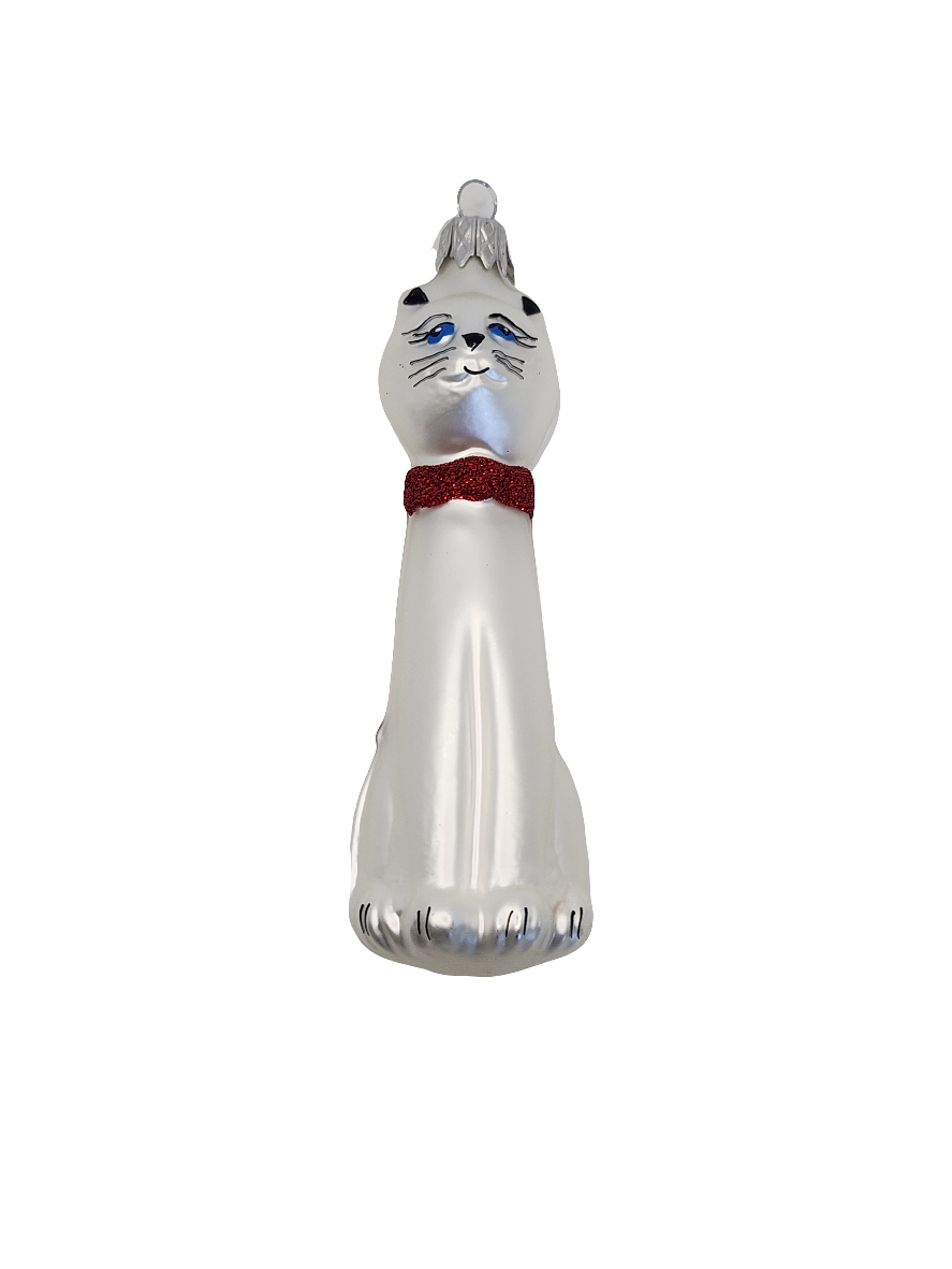European Glass Christmas ornament of a Cat long (G)