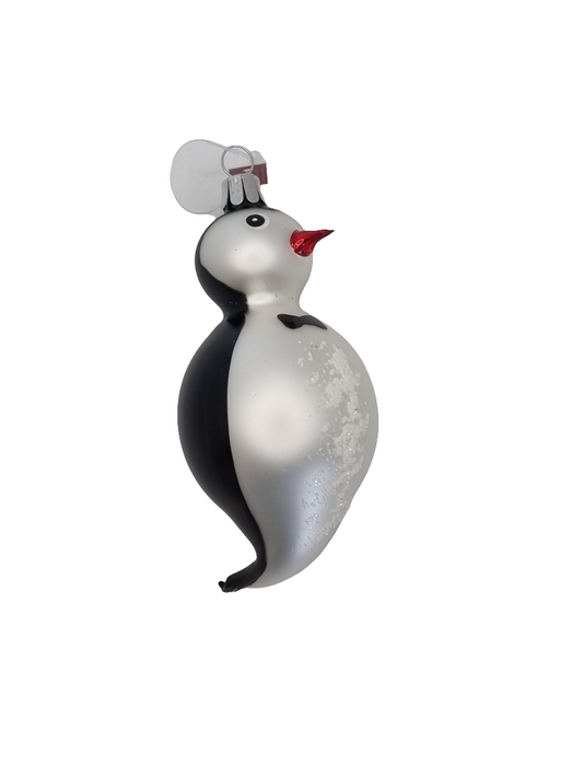 European Glass Christmas ornament of a Puffin penguin pointy (F)