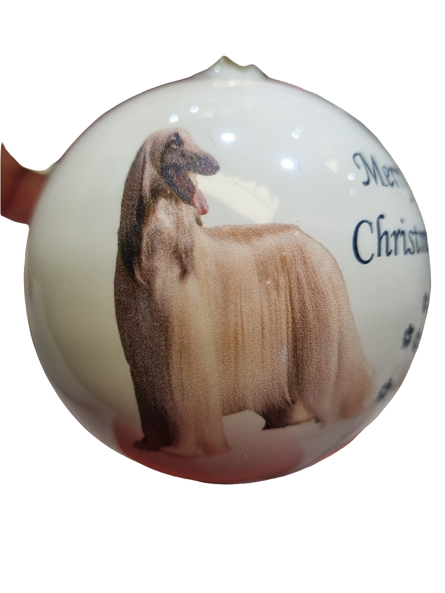 European Glass Christmas ornament of a Baubles | Merry Christmas Dog (F)