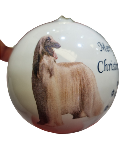 European Glass Christmas ornament of a Baubles | Merry Christmas Dog (F)