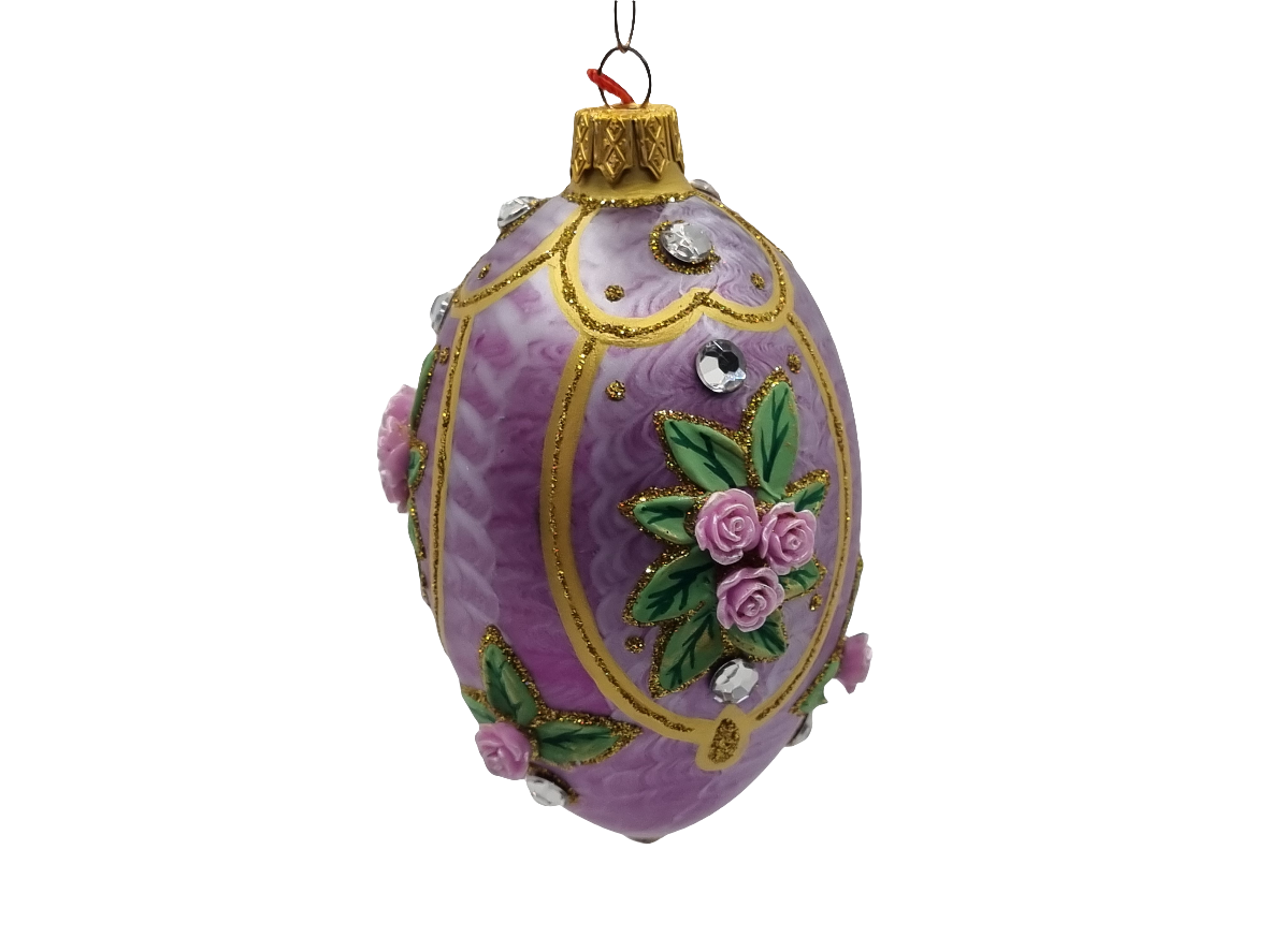 European Glass Christmas ornament of a Glass Eggs | Purple Faberge Style Easter Eggs (S)
