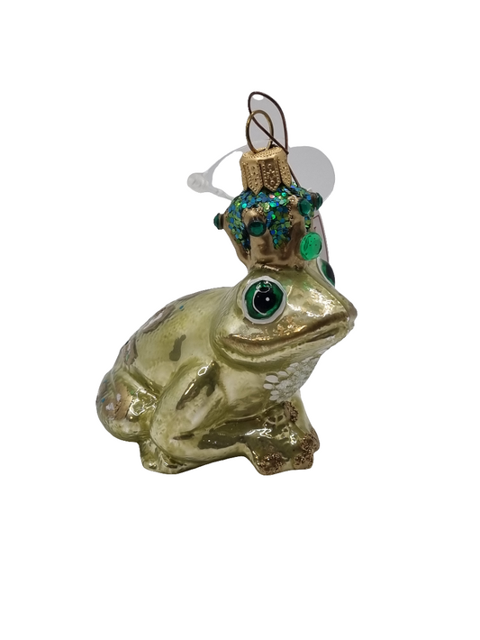 European Glass Christmas ornament of a Frog king (R)