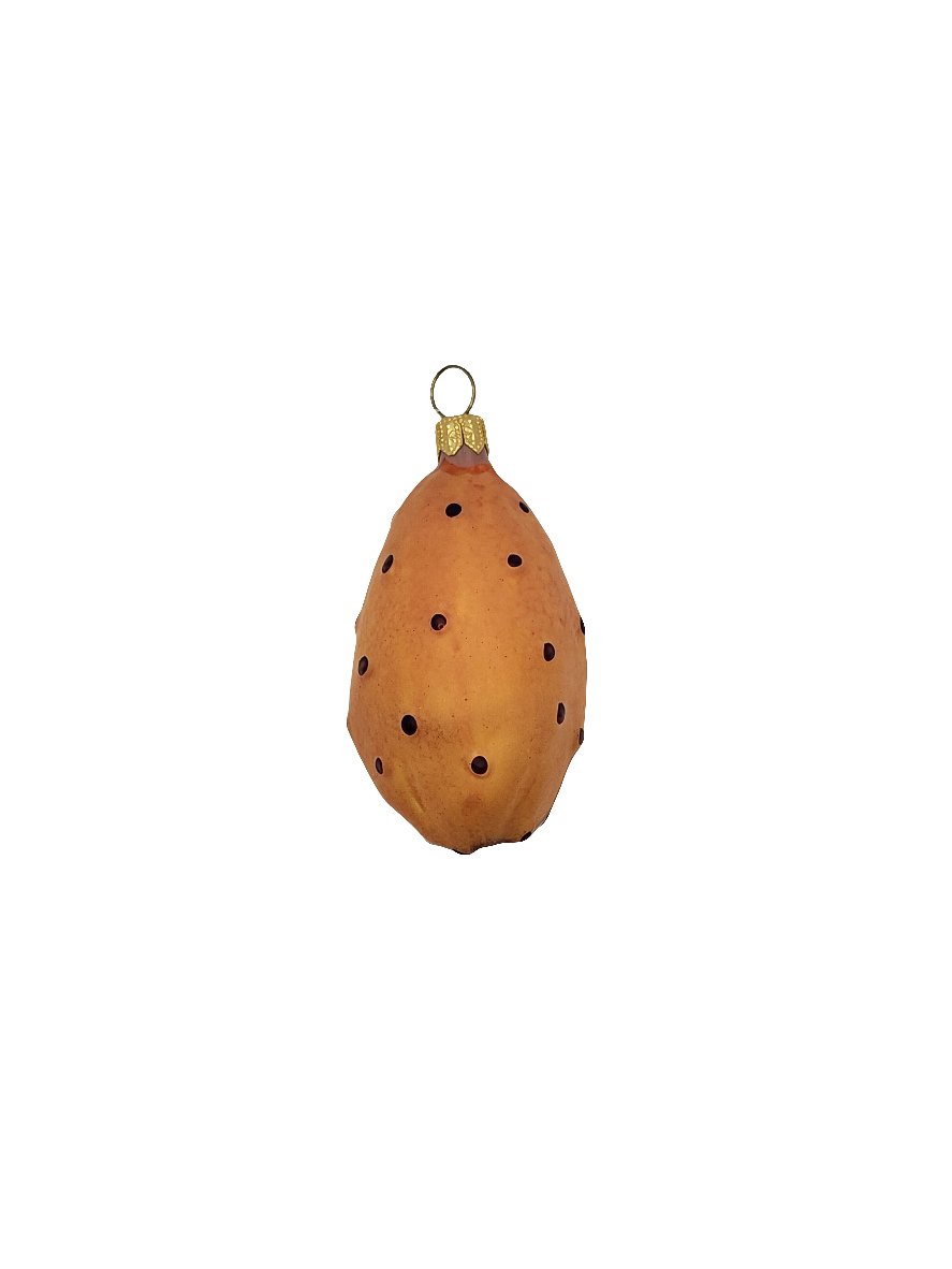 European Glass Christmas ornament of a Papaya half (J)