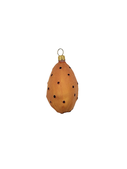 European Glass Christmas ornament of a Papaya half (J)