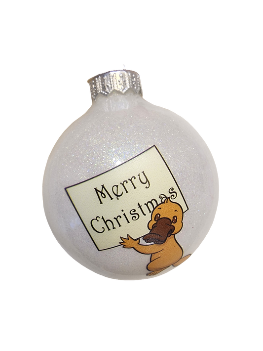 European Glass Christmas ornament of a Bauble | Platypus "Merry Christmas" (K)
