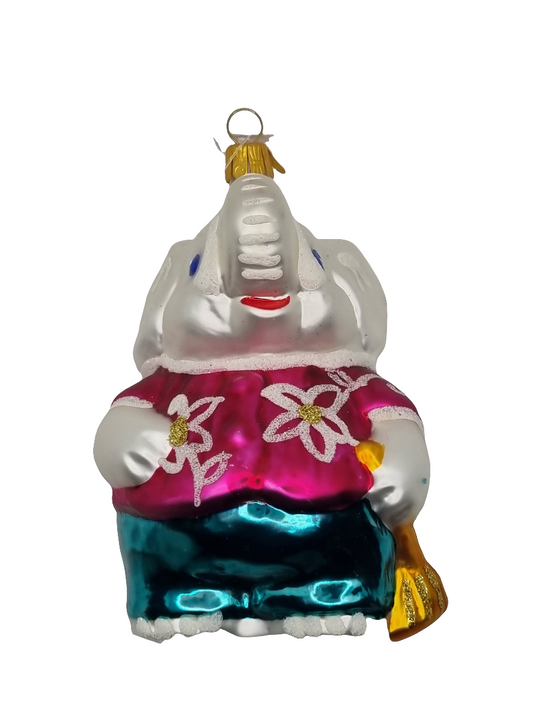 European Glass Christmas ornament of a Elephant large (J)