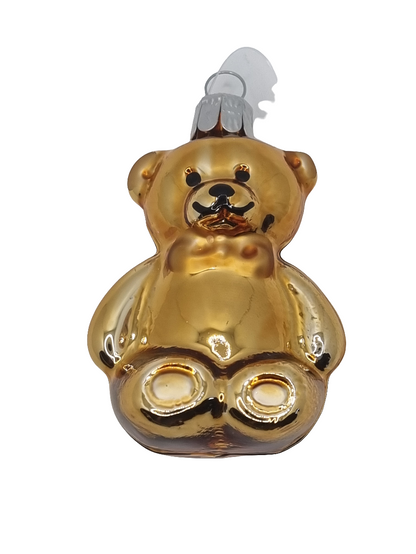 European Glass Christmas ornament of a Bear | Chrome Teddy Bear (F)