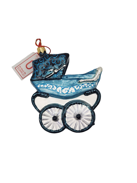 European Glass Christmas ornament of a Pram large (U)