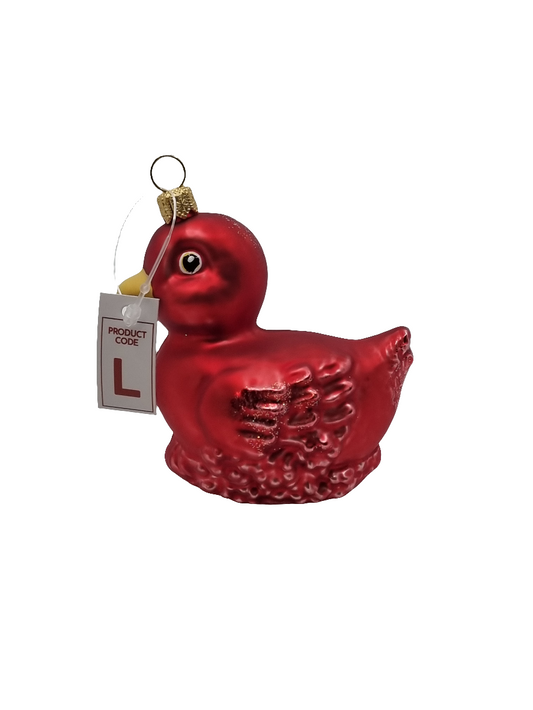 European Glass Christmas ornament of a Duck red (L)
