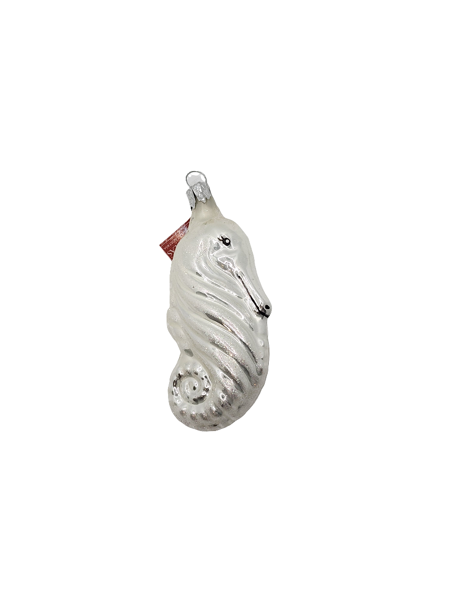 European Glass Christmas ornament of a Seahorse curled (C)