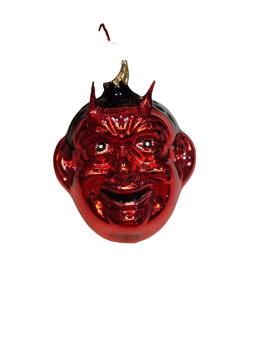 European Glass Christmas ornament of a Devil Face (H)