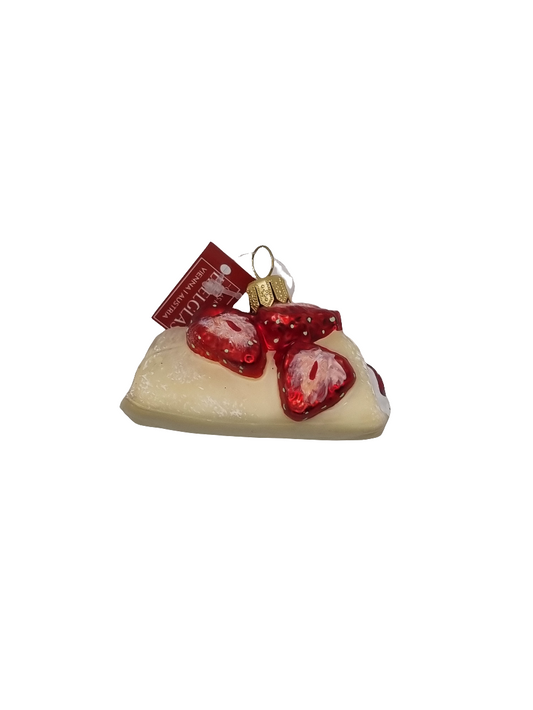European Glass Christmas ornament of a Crepe strawberries cream (O)