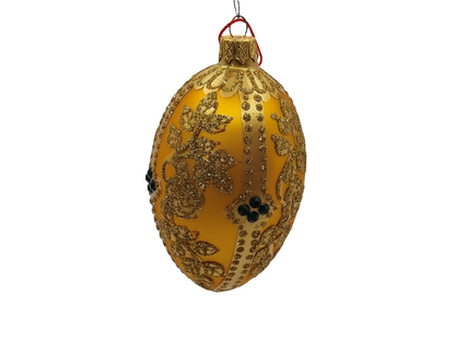 European Glass Christmas ornament of a Glass Eggs | Gold Faberge Style Easter Eggs (S)