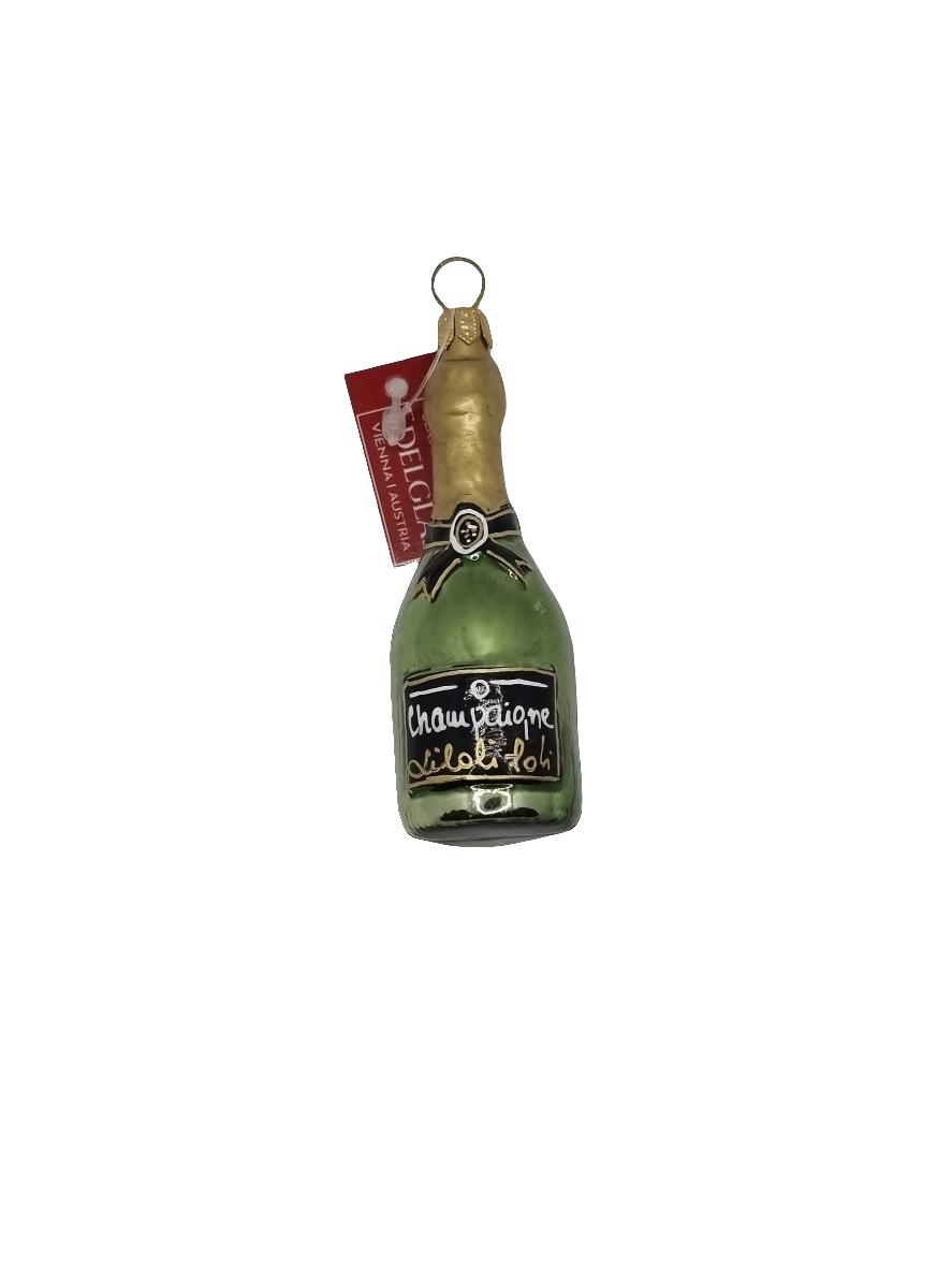 European Glass Christmas ornament of a Champagne small (I)