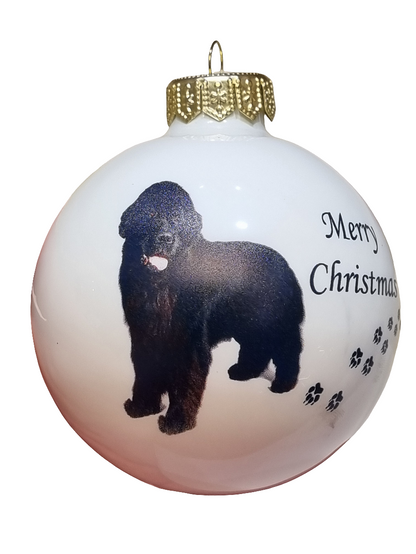 European Glass Christmas ornament of a Baubles | Merry Christmas Dog (F)