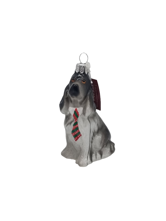 European Glass Christmas ornament of a Dog long ears neck tie (S)