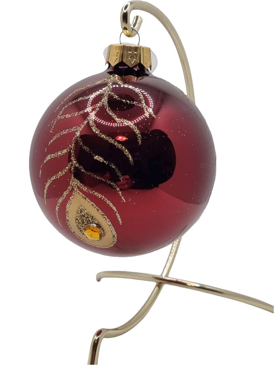 European Glass Christmas ornament of a Baubles | Red Peacock (F)