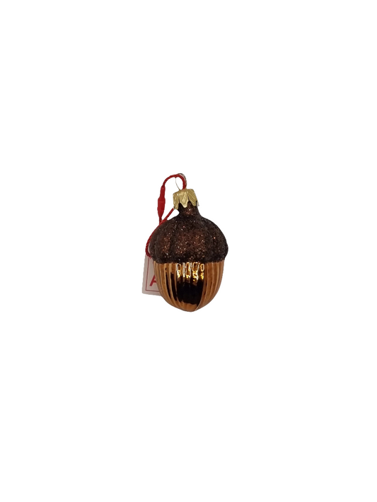 European Glass Christmas ornament of a Acorn Sparkly (A)