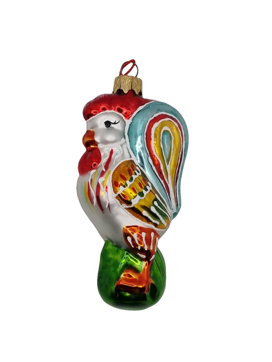 European Glass Christmas ornament of a Rooster (H)