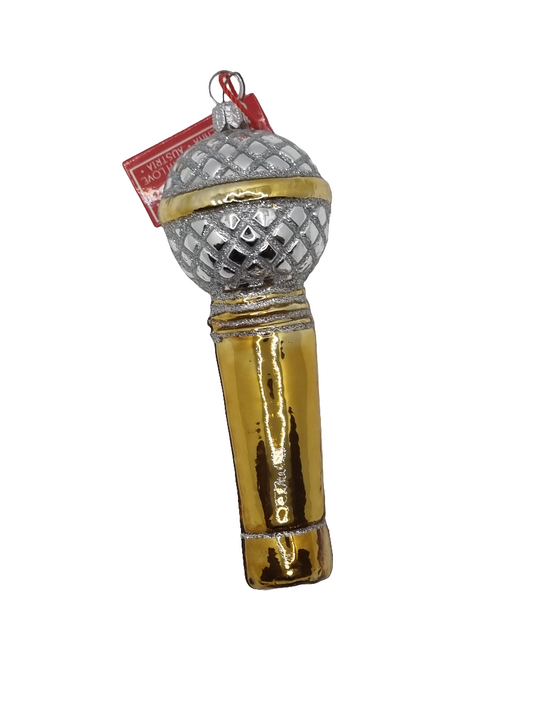 European Glass Christmas ornament of a Microphone (U)