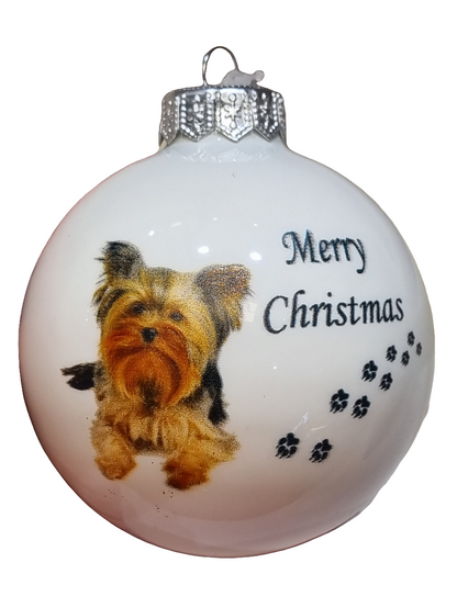European Glass Christmas ornament of a Baubles | Merry Christmas Dog (F)