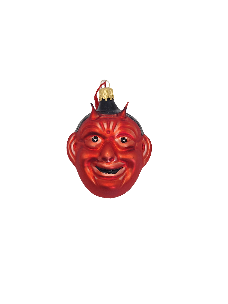 European Glass Christmas ornament of a Devil Face (H)