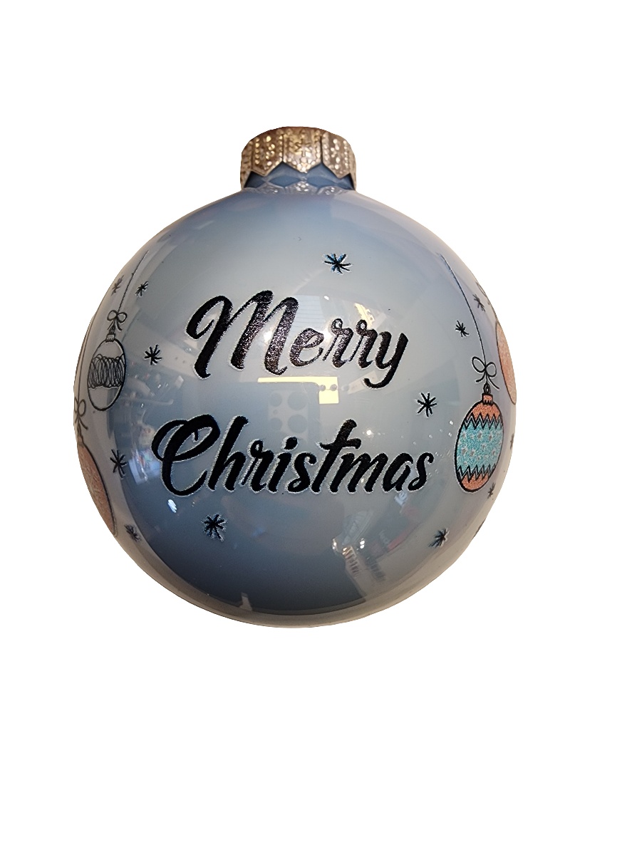 European Glass Christmas ornament of a Bauble | Merry Christmas Cartoon (I)